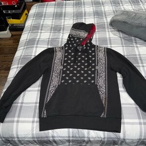 Official Bleecker & Mercer Sports Club Black Hoodie Paisley Pattern Size Medium​